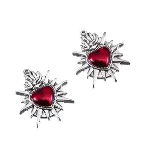 ZAW118 Zawieszka metalowa emaliowana SERCE gotyk boho vintage 2szt 