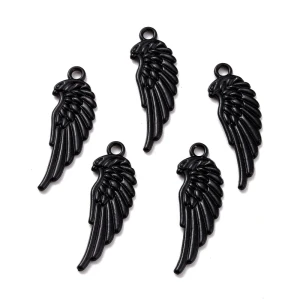 ZAW119 Zawieszka metalowa lakierowana SKRZYDŁO PIÓRO gotyk boho vintage 5szt
