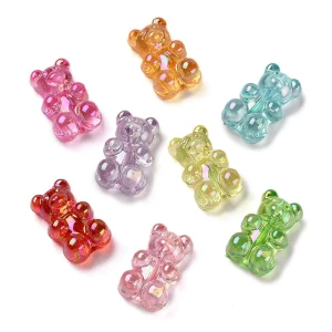  KAM10 Koraliki akrylowe MIŚ MISIE MIŚKI 18mm MIX opalizujące 10szt