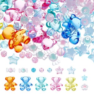  KAM11 Koraliki akrylowe MIŚ MISIE MIŚKI gwiazdki cukierki zestaw 35szt