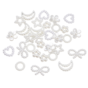 PER18 ZESTAW Koraliki akrylowe perłowe miks wzorów różne kształty 210szt