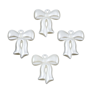 PER19 Koraliki zawieszki akrylowe perłowe KOKARDKA kokardki kokardy 6szt