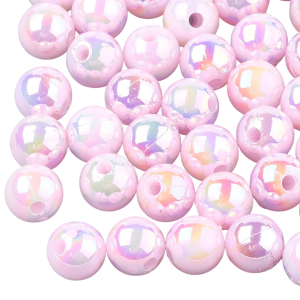 KOK121 Koraliki kulki kule PERŁOWE opalizujące róż akryl 6mm 50szt 