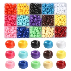 KOP74 Zestaw koralików kandi oponki akryl 9mm warkoczyki bransoletki pony beads