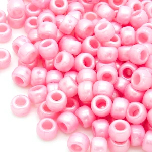 KOP80 Koraliki oponki akryl 9mm kandi pony bead róż perłowy 20szt
