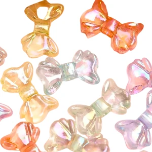 KOK126 Koraliki akrylowe KOKARDKI kokardka 15mm MIX kolorowe opalizujące 20szt