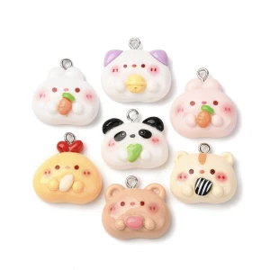 ZAW124 Zawieszki żywica kawaii KOTEK MIŚ zwierzątka 5szt miks do bransoletek