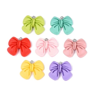 ZAW126 Zawieszki żywica kawaii KOKARDKI 33mm kokardka kokarda 5szt miks do bransoletek