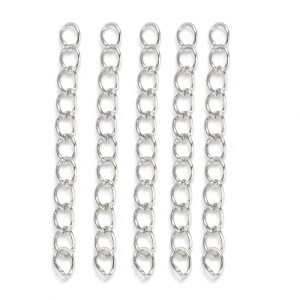 LAN4 łańcuszek łańcuszki metalowe przedłużanie 50mm 3,5mm do bransoletki 20szt
