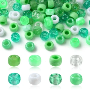 KOP88 Koraliki kandi oponki akryl 9mm pony bead DUŻO 200szt miks zielone