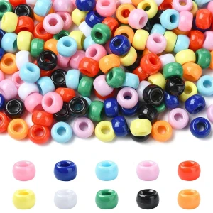 KOP91 Koraliki kandi oponki akryl 9mm pony bead DUŻO 200szt miks 