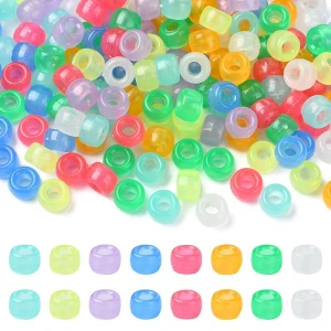 KOP92 Koraliki kandi oponki akryl 9mm pony bead DUŻO 200szt świecące