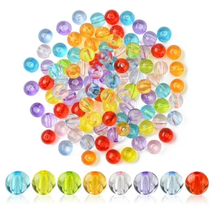 KOK131 Koraliki akrylowe kulki kule przezroczyste kolorowe 8mm 30szt
