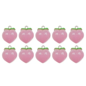 ZAW137 Zawieszki duża akrylowa brzoskwinia do bransoletek 2szt pink