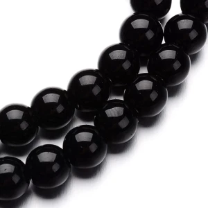 KSZ36 Koraliki szklane kule okrągłe CZARNE KORALE 10mm 10szt