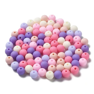 KOK135 Koraliki kulka kule 8mm akrylowe pastelowe matowe szronione 30szt