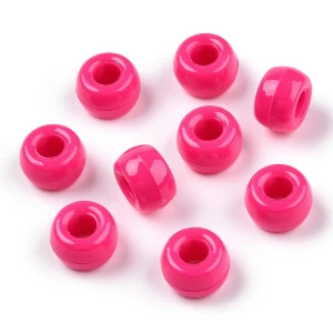 KOP96 Koraliki oponki 9mm kandi pony bead róż fuksja 20szt 
