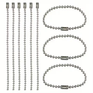 Łańcuszek kulkowy z zapięciem 2mm 10cm 10szt srebrny do biżuterii metek
