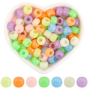KOP102 Koraliki akryl 9mm kandi pony bead miks neon świecące 20szt 