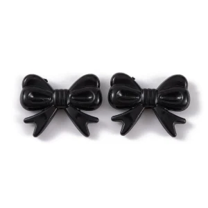 KOK141 Koraliki akrylowe KOKARDKA kokardki 30mm czarne BLACK 6szt