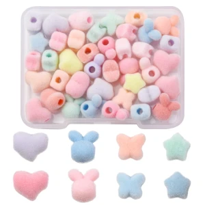 KLZ89 Zestaw KAWAII cute koraliki puszyste aksamit flocky box 40szt