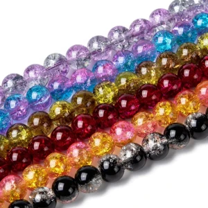 CRA3 Koraliki crackle pękane kule 8mm kulki szklane miks kolorów 20szt