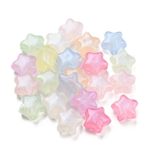 KOK144 Koraliki GWIAZDY GWIAZDKI świecą w nocy fluorescencyjne 10mm 20szt