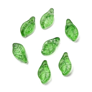 KSZ43 Koraliki zawieszki szklane listeczki LISTKI 12mm zielone 20szt