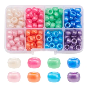 KOP103 Zestaw koralików kandi oponki akryl 9mm pony beads perłowe 184szt