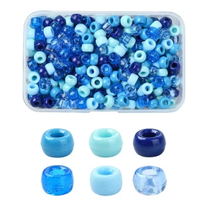 KOP105 Duży zestaw koraliki kandi oponki 9mm pony beads 480szt box niebieskie