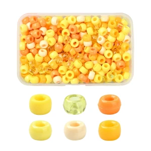 KOP106 Duży zestaw koraliki kandi oponki 9mm pony beads 480szt box żółte