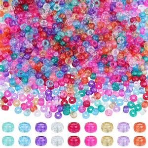KOP110 Koraliki oponki 9mm kandi pony bead brokat miks 20szt