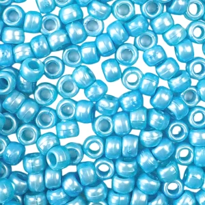 KOP111 Koraliki oponki 9mm kandi pony bead błękit perłowe 20szt