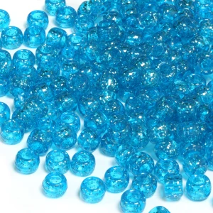 KOP112 Koraliki oponki 9mm kandi pony bead niebieskie brokat 20szt
