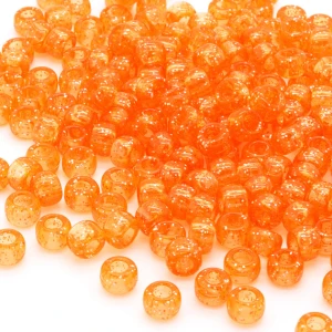 KOP114 Koraliki oponki 9mm kandi pony bead pomarańczowe brokat 20szt