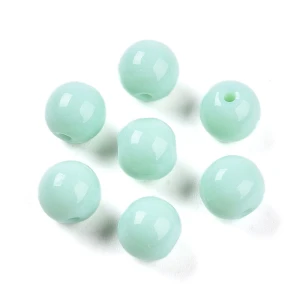 PLV5 Koraliki szklane mleczne PASTELOVE 8mm 20szt pistacjowe