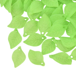 KLI14 Koraliki zawieszki akrylowe listeczki LISTKI zielone matowe 30szt
