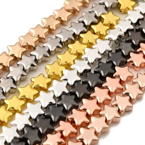 KG10 Koraliki szklane gwiazdki opalizujące 20szt metaliczne miks piękne
