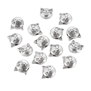ZAW173 Zawieszki charm przekładka metalowa kotek kot kocia główka 5szt