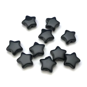KOG10 Koraliki GWIAZDKI gwiazdy czarne żywica akrylowa 10mm 10szt