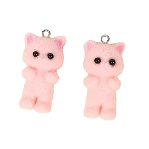 ZAW181 Zawieszka duża KOT Kotek kitty puszysty 1szt różowy futerko