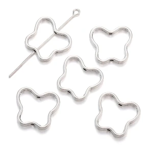 ZAW188 Zawieszki charm przekładka metalowa ramka MOTYL na KORALIK 5szt
