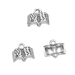 ZAW198 Zawieszki charm metalowe książka książeczka books do bransoletek 5szt