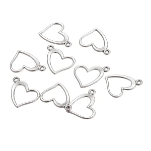 ZAW202 Zawieszki charm metalowe serce serduszko SERCA ramka 10szt