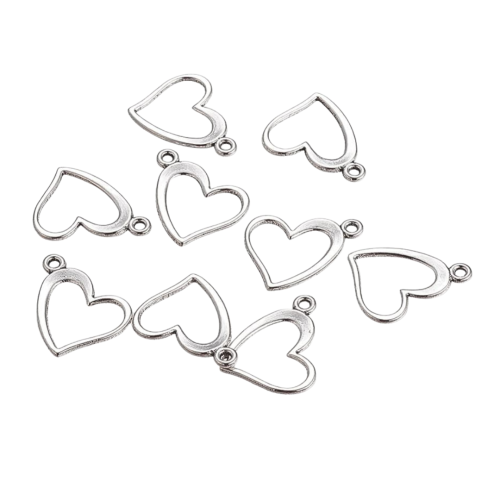 ZAW202 Zawieszki charm metalowe serce serduszko SERCA ramka 10szt
