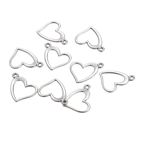 ZAW202 Zawieszki charm metalowe serce serduszko SERCA ramka 10szt