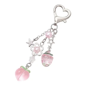 BRE04 Brelok breloczek TRUSKAWKA Pink Coquette GWIAZDKA SERDUSZKO +  box