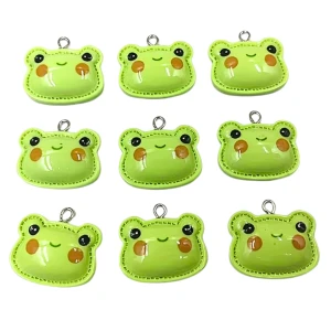 ZAW209 Zawieszki żywica kawaii żaba ŻABKI frog żaby 2szt do bransoletek