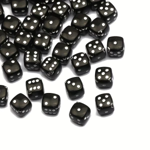 KOK156 Koraliki akrylowe 8mm kostka do gry kostki czarne 10szt