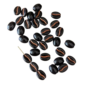 KOK157 Koraliki akrylowe 10mm ziarna kawy kawa czarne 20szt